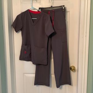 CARHARTT WOMENS SCRUB SET XS REGULAR FORCE GRAY PINK